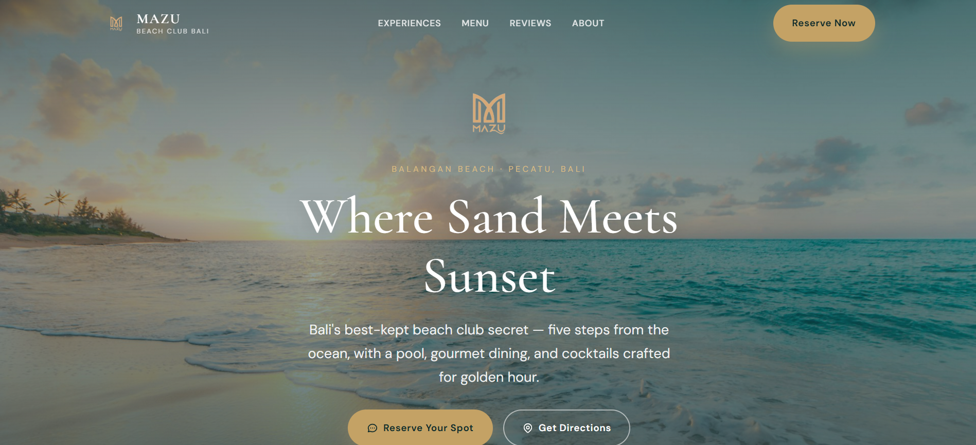 Mazu Beach Club Bali desktop mockup